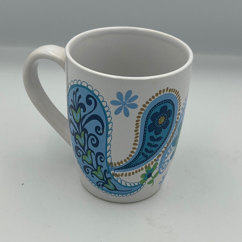 Royal Norfolk Paisley Mug Blue Green‎ White Ceramic Coffee Tea Cup